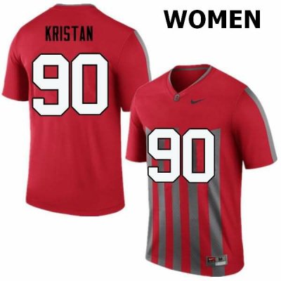 Women's Ohio State Buckeyes #90 Bryan Kristan Throwback Nike NCAA College Football Jersey Real ZVR7144RC